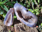 Polished Crystalline Agate Geodes x 2 From Maintirano, Madagascar - Toprock Gemstones and Minerals 