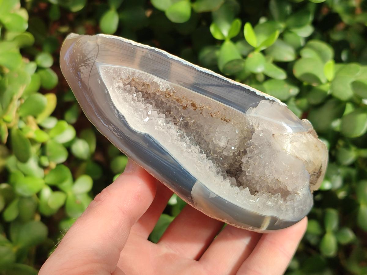 Polished Crystalline Agate Geodes x 2 From Maintirano, Madagascar - Toprock Gemstones and Minerals 