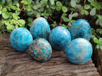 Polished Blue Apatite Standing Display Pieces x 6 From Betroka, Madagascar - Toprock Gemstones and Minerals 