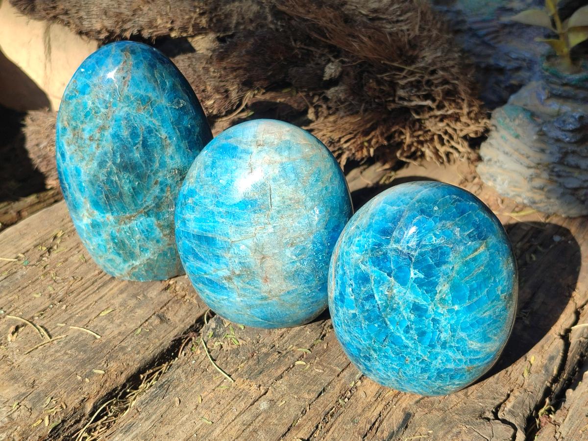 Polished Blue Apatite Standing Display Pieces x 6 From Betroka, Madagascar - Toprock Gemstones and Minerals 