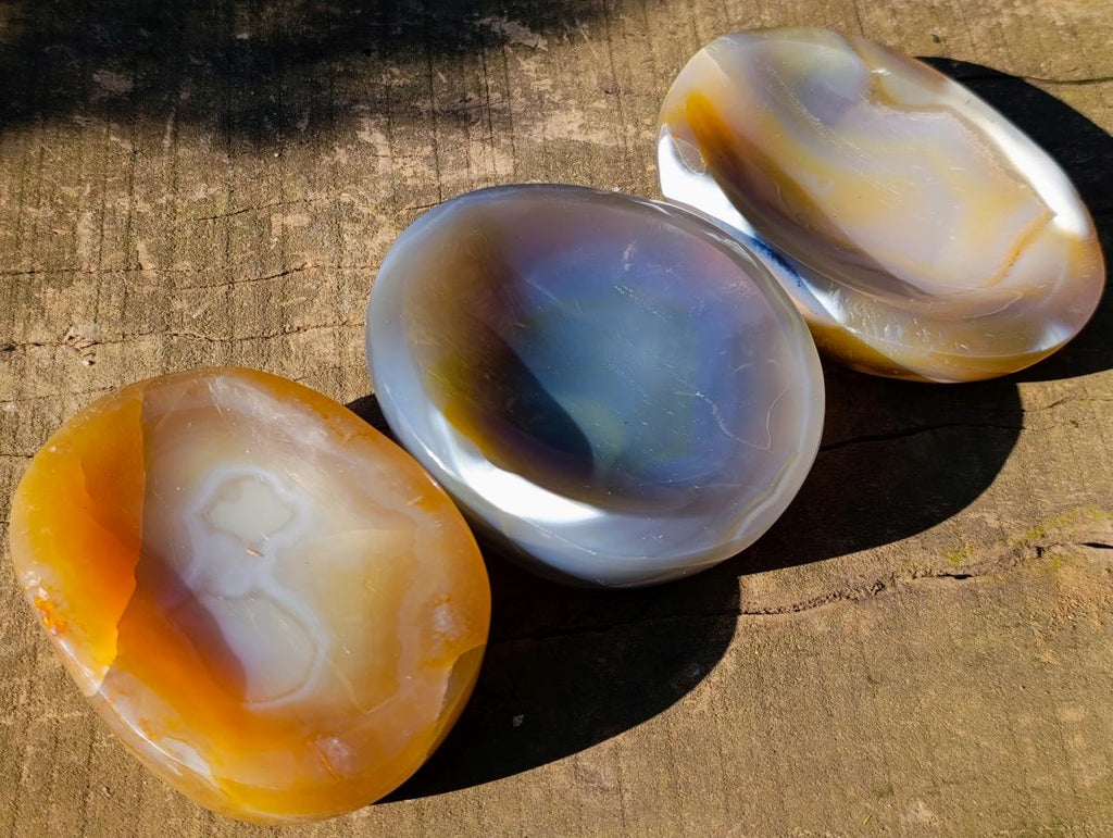 Polished Banded Agate Bowls x 3 From Madagascar - Toprock Gemstones and Minerals 