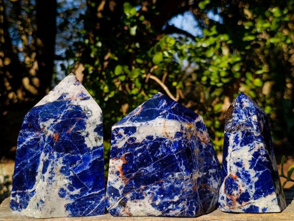 Polished Sodalite Display Crystals x 3 From Kunene River, Namibia - Toprock Gemstones and Minerals 