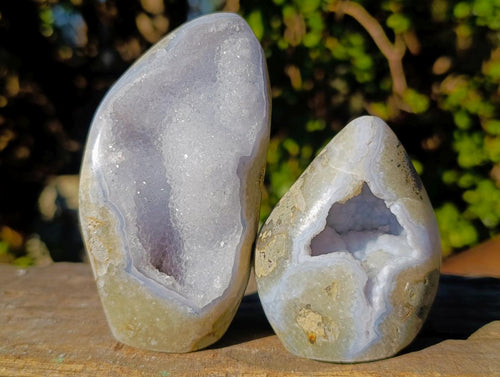Polished Blue Lace Agate Standing Display Pieces x 6 From Nsanje, Malawi - Toprock Gemstones and Minerals 