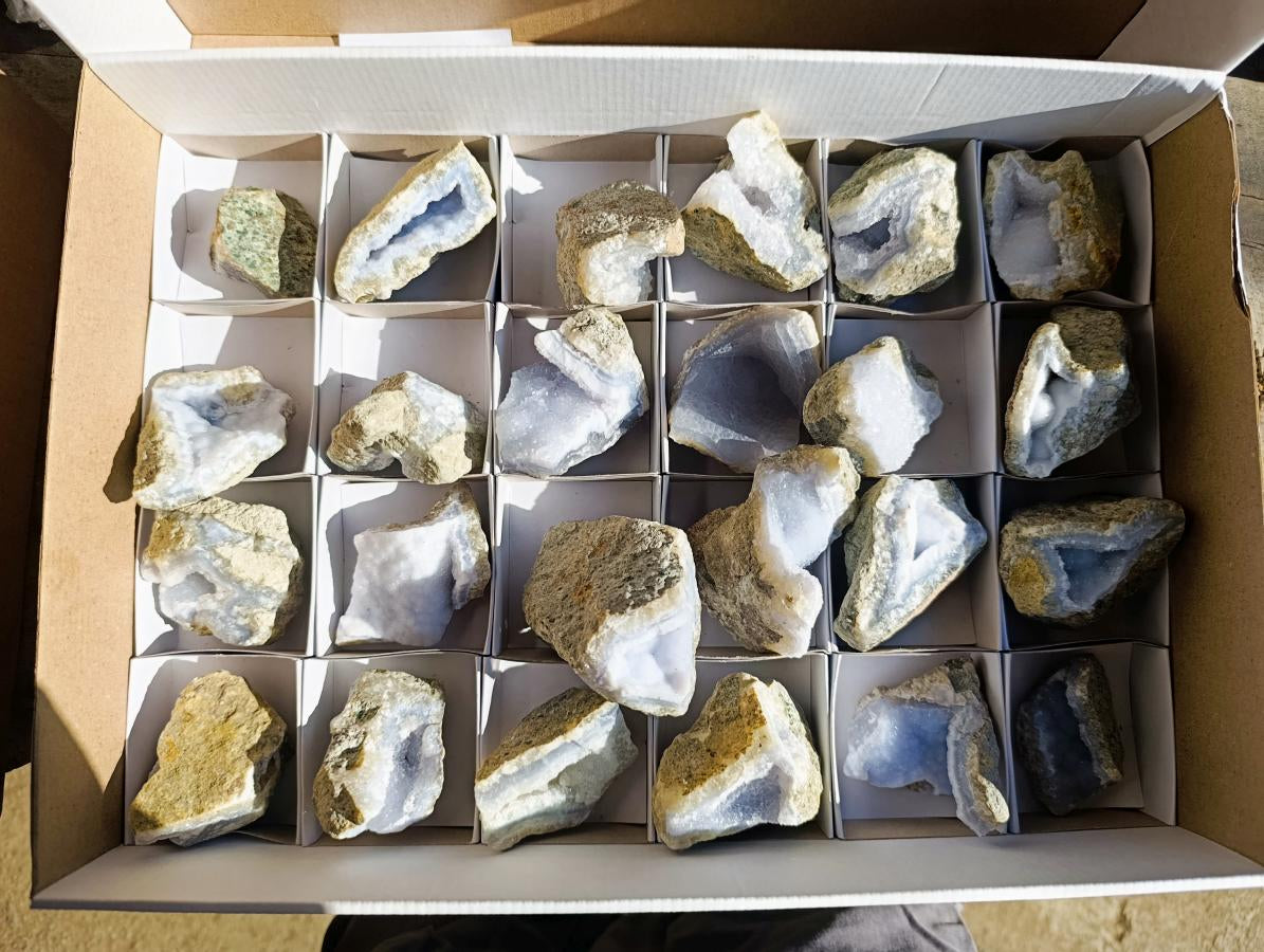 Natural Small Blue Lace Agate Specimens x 24 From Nsanje, Malawi - Toprock Gemstones and Minerals 