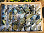 Polished One Side Labradorite Slices x 35 From Madagascar - Toprock Gemstones and Minerals 