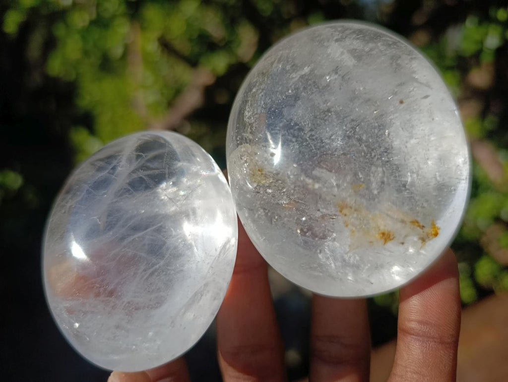 Polished Clear Quartz Palm Stones x 12 From Madagascar - Toprock Gemstones and Minerals 