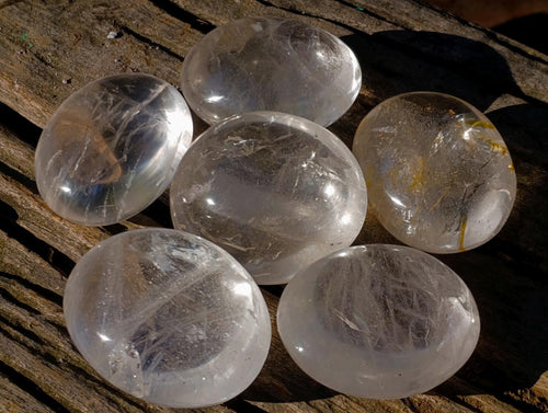 Polished Clear Quartz Palm Stones x 12 From Madagascar - Toprock Gemstones and Minerals 