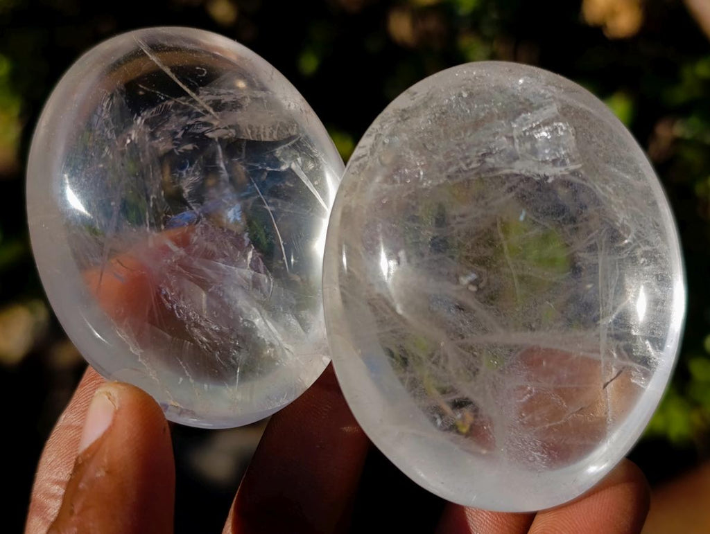Polished Clear Quartz Palm Stones x 12 From Madagascar - Toprock Gemstones and Minerals 