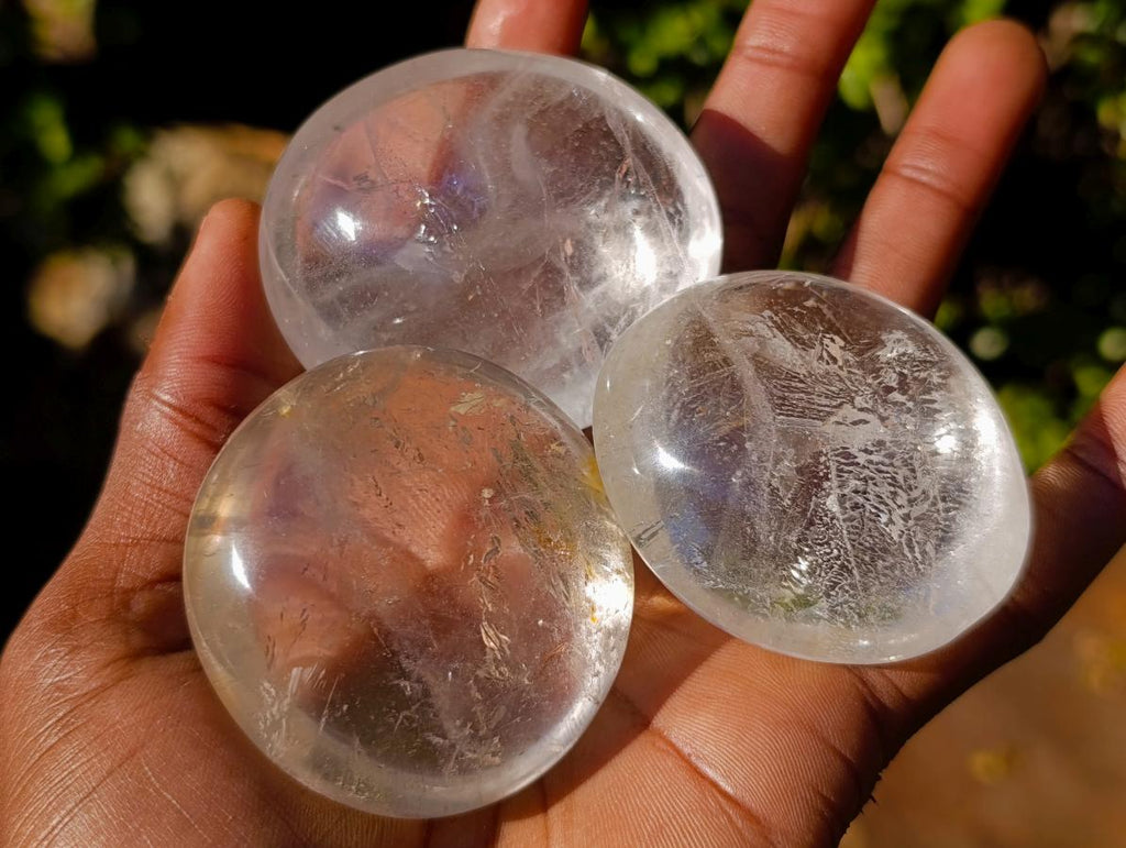 Polished Clear Quartz Palm Stones x 12 From Madagascar - Toprock Gemstones and Minerals 