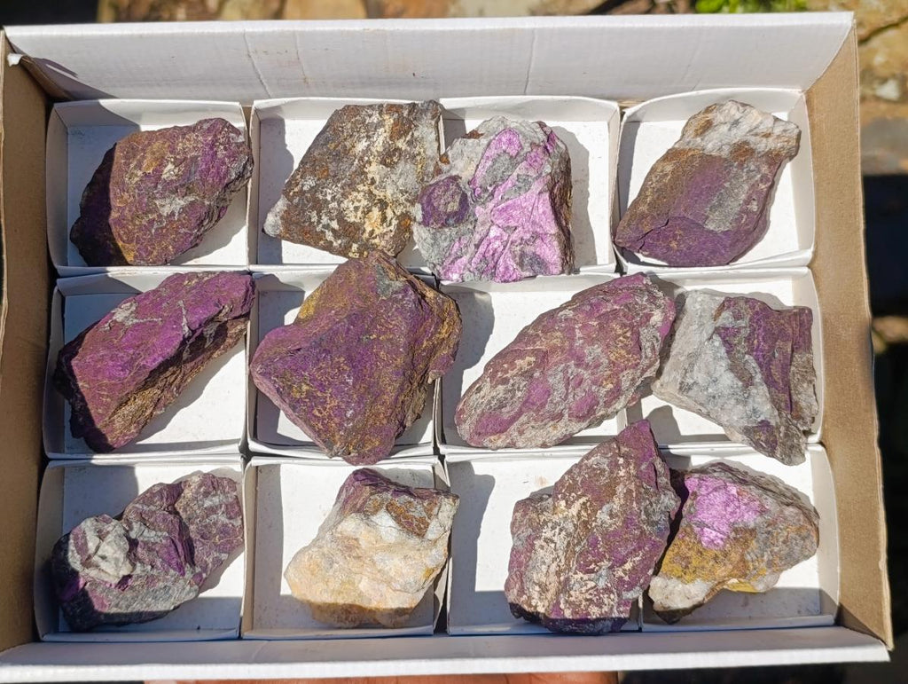 Natural Metallic Cobbed Purpurite Specimens x 12 From Erongo, Namibia - Toprock Gemstones and Minerals 