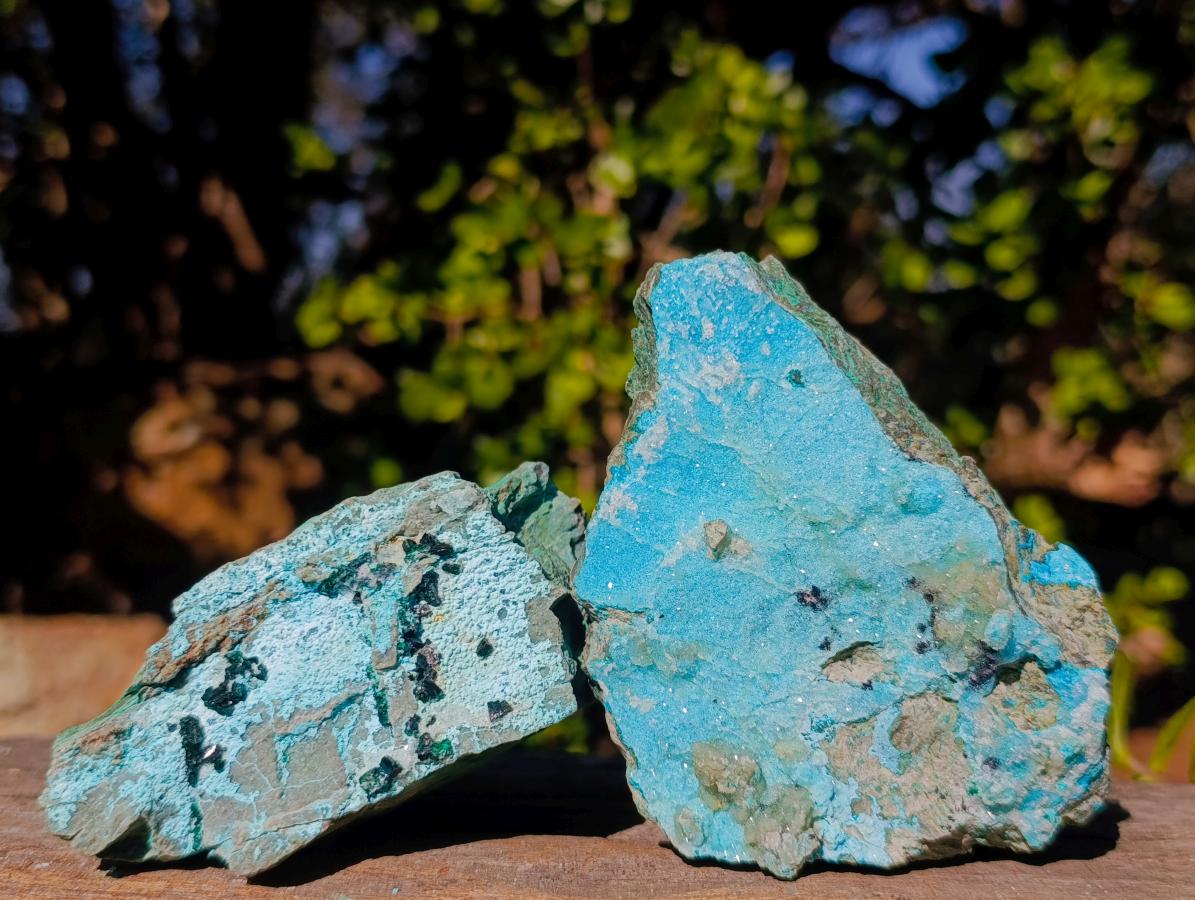 Natural Cabinet Sized Drusy Coated Chrysocolla Specimens x 3 From Lupoto Mine, Congo - Toprock Gemstones and Minerals 