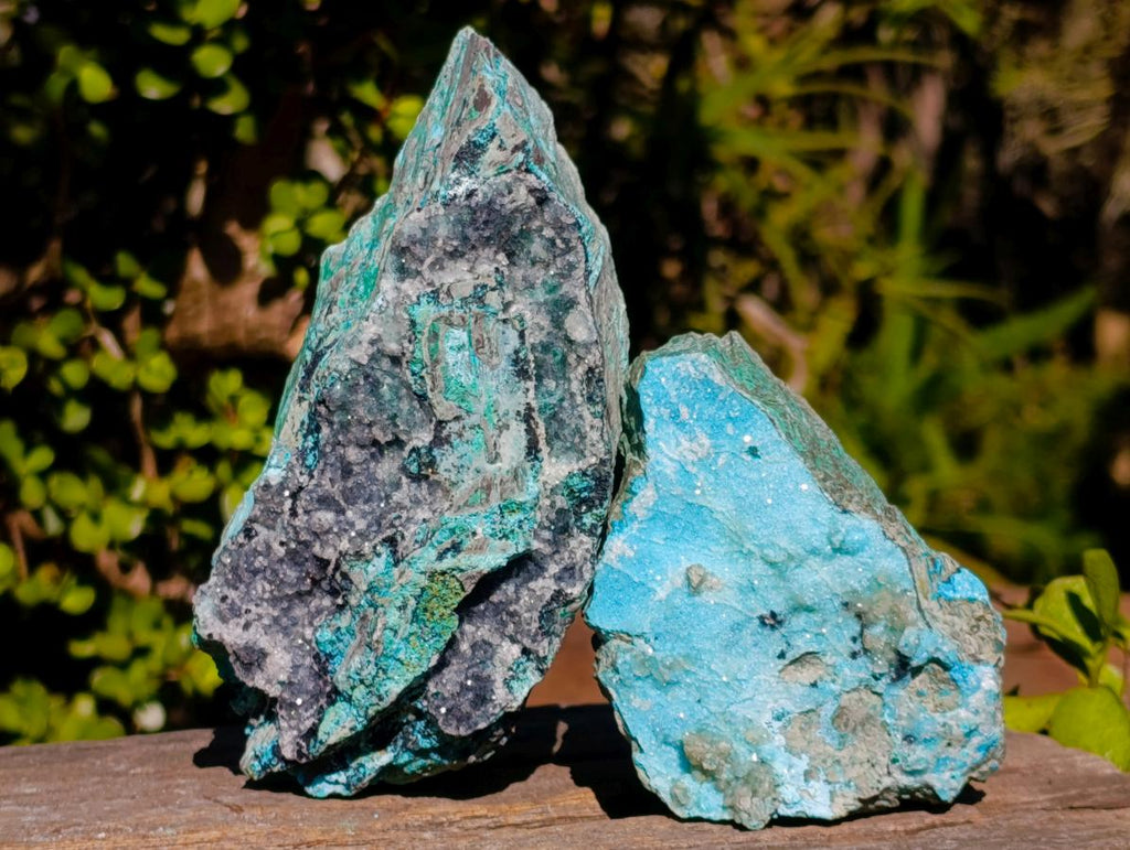 Natural Cabinet Sized Drusy Coated Chrysocolla Specimens x 3 From Lupoto Mine, Congo - Toprock Gemstones and Minerals 