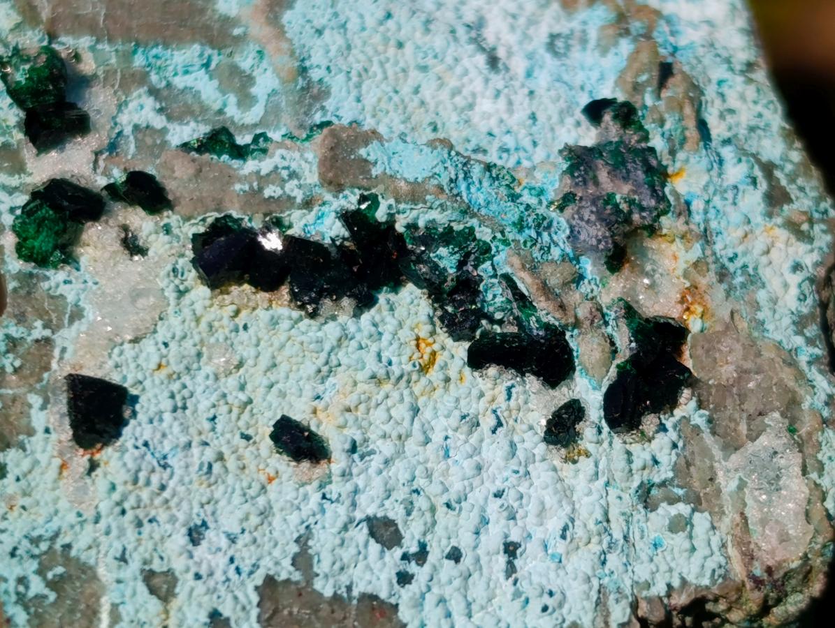 Natural Cabinet Sized Drusy Coated Chrysocolla Specimens x 3 From Lupoto Mine, Congo - Toprock Gemstones and Minerals 