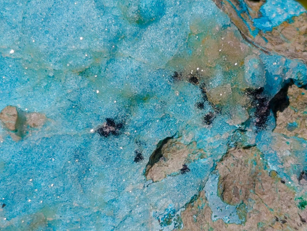 Natural Cabinet Sized Drusy Coated Chrysocolla Specimens x 3 From Lupoto Mine, Congo - Toprock Gemstones and Minerals 