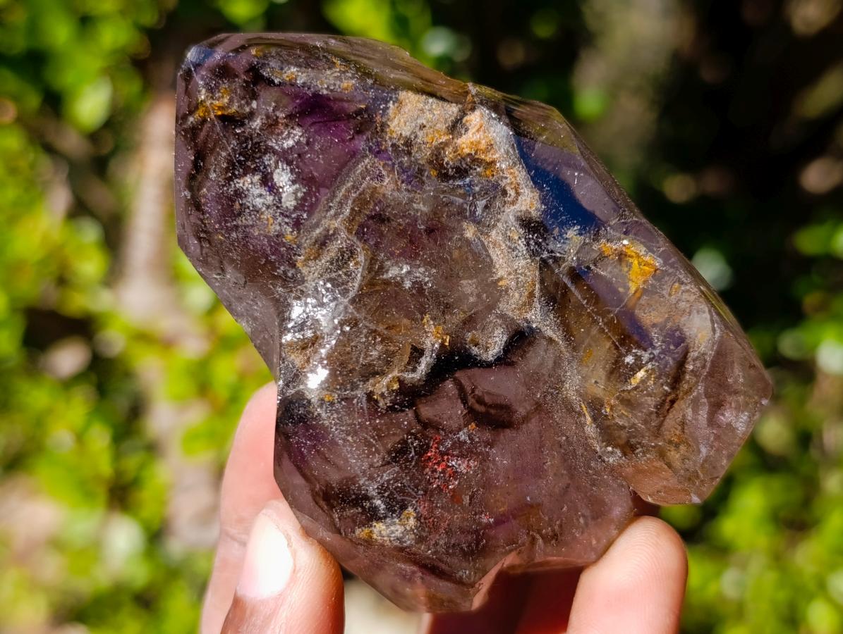 Polished Smokey Window Amethyst Crystals x 3 From Akansobe, Madagascar - Toprock Gemstones and Minerals 