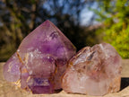 Polished Smokey Window Amethyst Crystals x 3 From Akansobe, Madagascar - Toprock Gemstones and Minerals 
