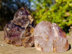 Polished Smokey Window Amethyst Crystals x 3 From Akansobe, Madagascar - Toprock Gemstones and Minerals 