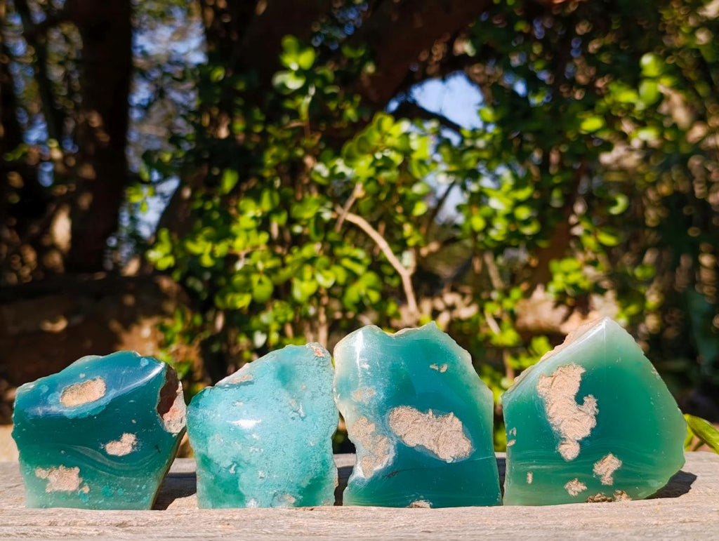 Polished on One Side Mtorolite Chrysoprase Slices x 24 From Mutorashanga, Zimbabwe - Toprock Gemstones and Minerals 
