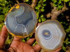 Polished Banded Agate Slices with Natural Edging x 12 From Madagascar - Toprock Gemstones and Minerals 