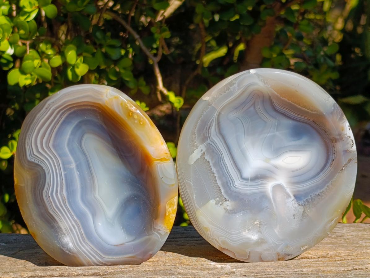 Polished Banded Agate Bowls x 2 From Madagascar - Toprock Gemstones and Minerals 