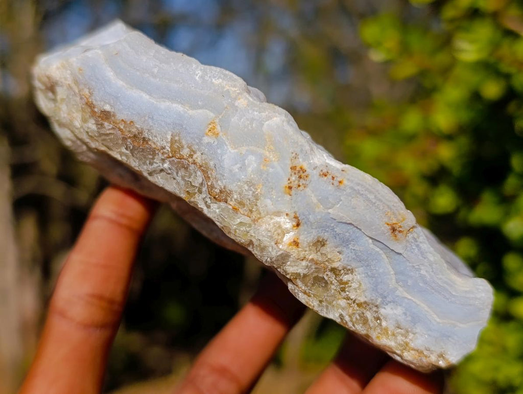 Natural Blue Lace Agate Crystalline Plate Specimens x 2 From Namibia - Toprock Gemstones and Minerals 