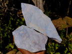 Natural Blue Lace Agate Crystalline Plate Specimens x 2 From Namibia - Toprock Gemstones and Minerals 