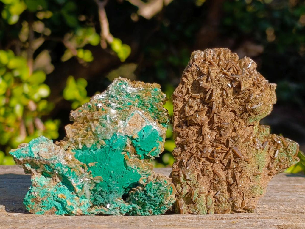 Natural Rare Bladed Barite Specimens with Malachite x 6 From Shangulowé Mine, Congo - Toprock Gemstones and Minerals 