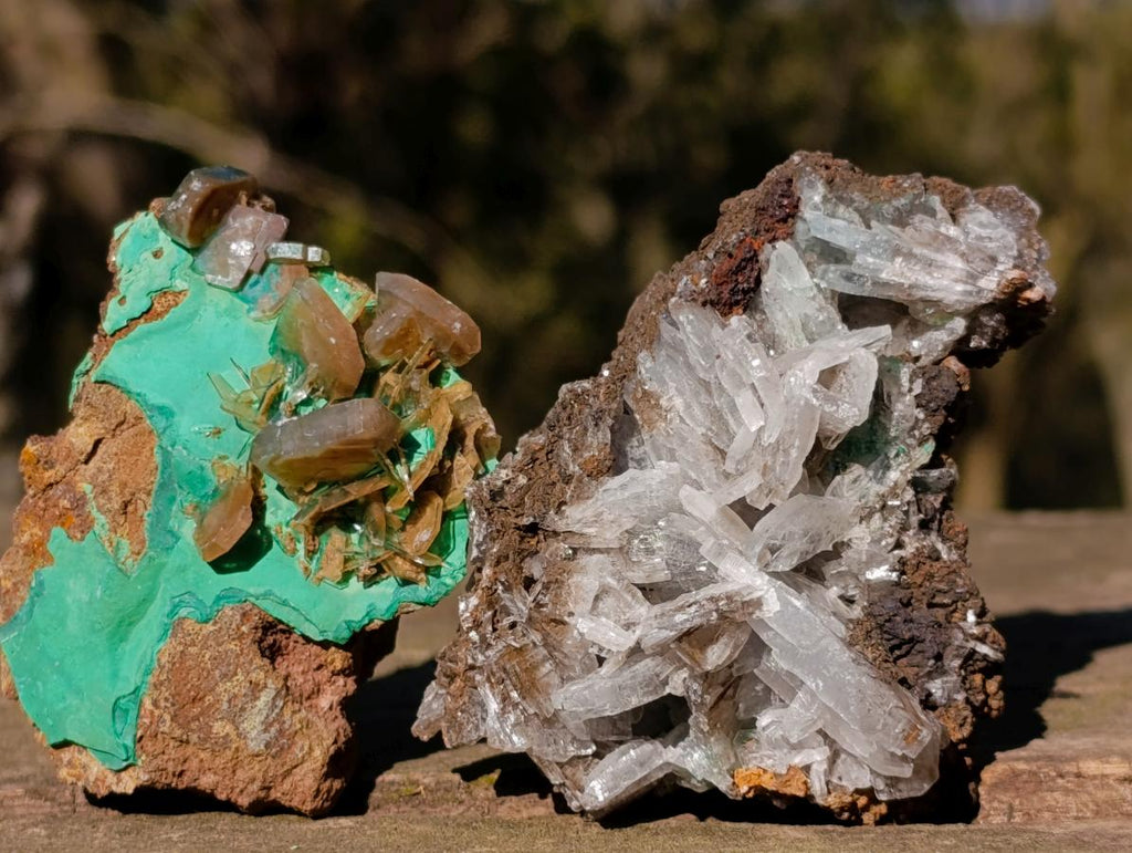 Natural Rare Bladed Barite Specimens with Malachite x 6 From Shangulowé Mine, Congo - Toprock Gemstones and Minerals 