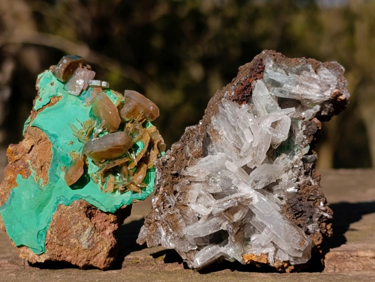 Natural Rare Bladed Barite Specimens with Malachite x 6 From Shangulowé Mine, Congo - Toprock Gemstones and Minerals 