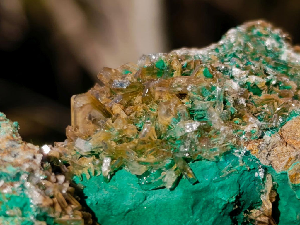 Natural Rare Bladed Barite Specimens with Malachite x 6 From Shangulowé Mine, Congo - Toprock Gemstones and Minerals 