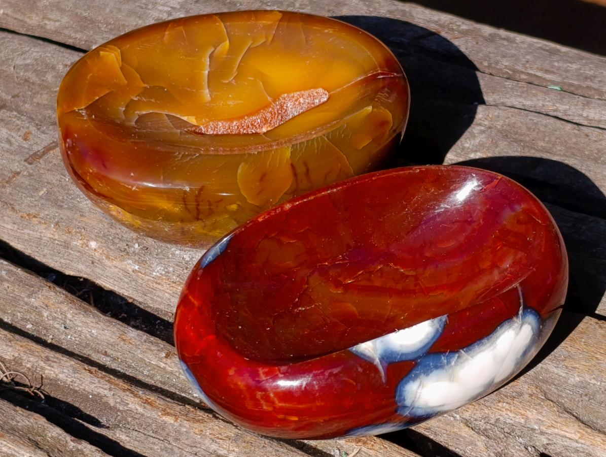 Polished Carnelian Agate Gemstone Bowls x 12 From Madagascar - Toprock Gemstones and Minerals 