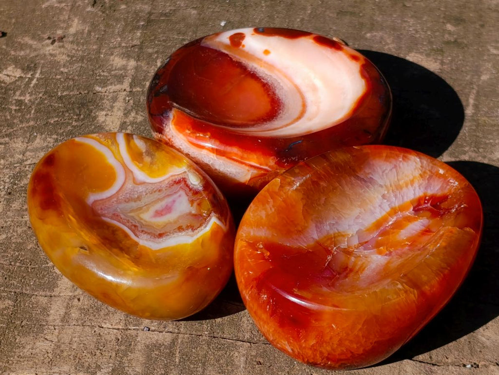Polished Carnelian Agate Gemstone Bowls x 12 From Madagascar - Toprock Gemstones and Minerals 