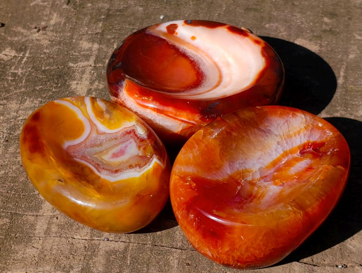 Polished Carnelian Agate Gemstone Bowls x 12 From Madagascar - Toprock Gemstones and Minerals 