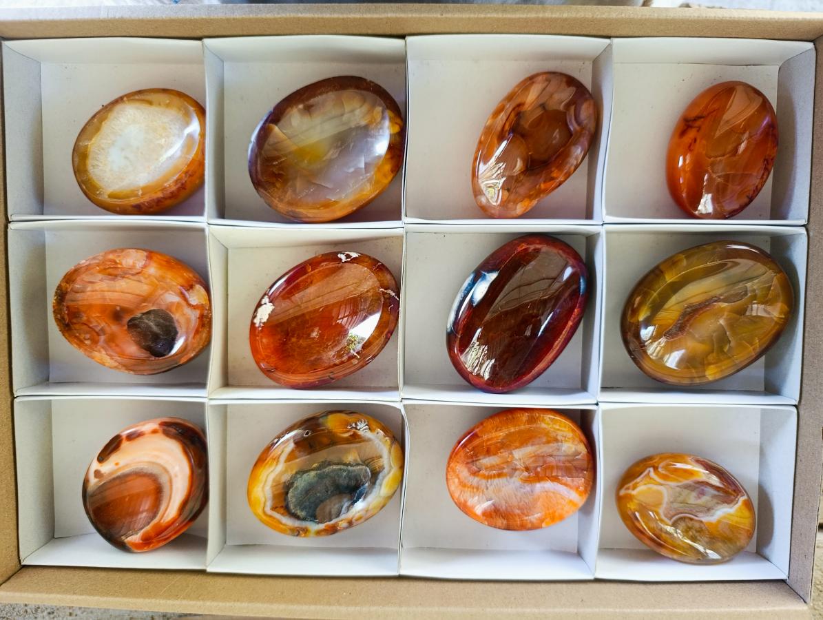 Polished Carnelian Agate Gemstone Bowls x 12 From Madagascar - Toprock Gemstones and Minerals 