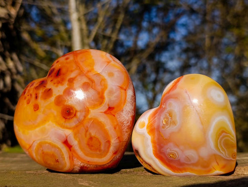Polished Carnelian Agate Gemstone Hearts x 4 From Madagascar - Toprock Gemstones and Minerals 