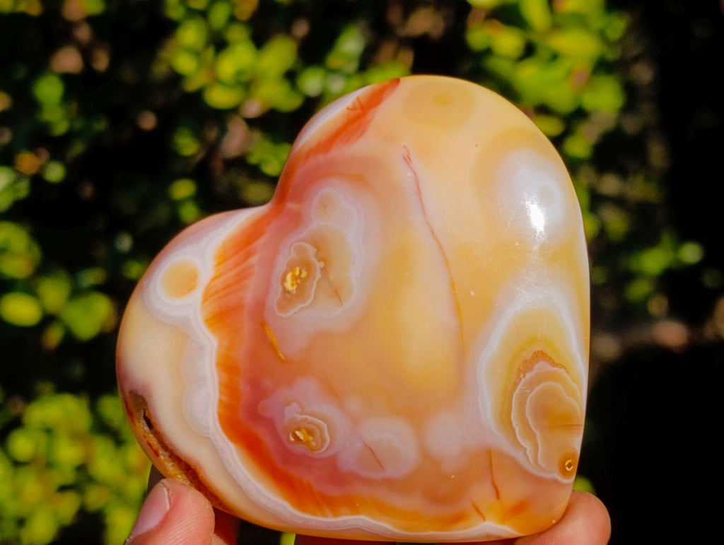 Polished Carnelian Agate Gemstone Hearts x 4 From Madagascar - Toprock Gemstones and Minerals 