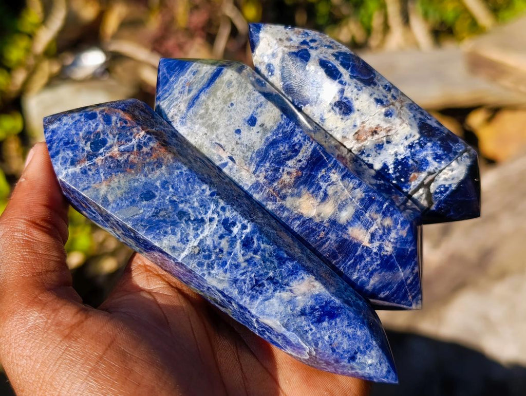 Polished Double Terminated Sodalite Crystals x 6 From Kunene River, Namibia - Toprock Gemstones and Minerals 