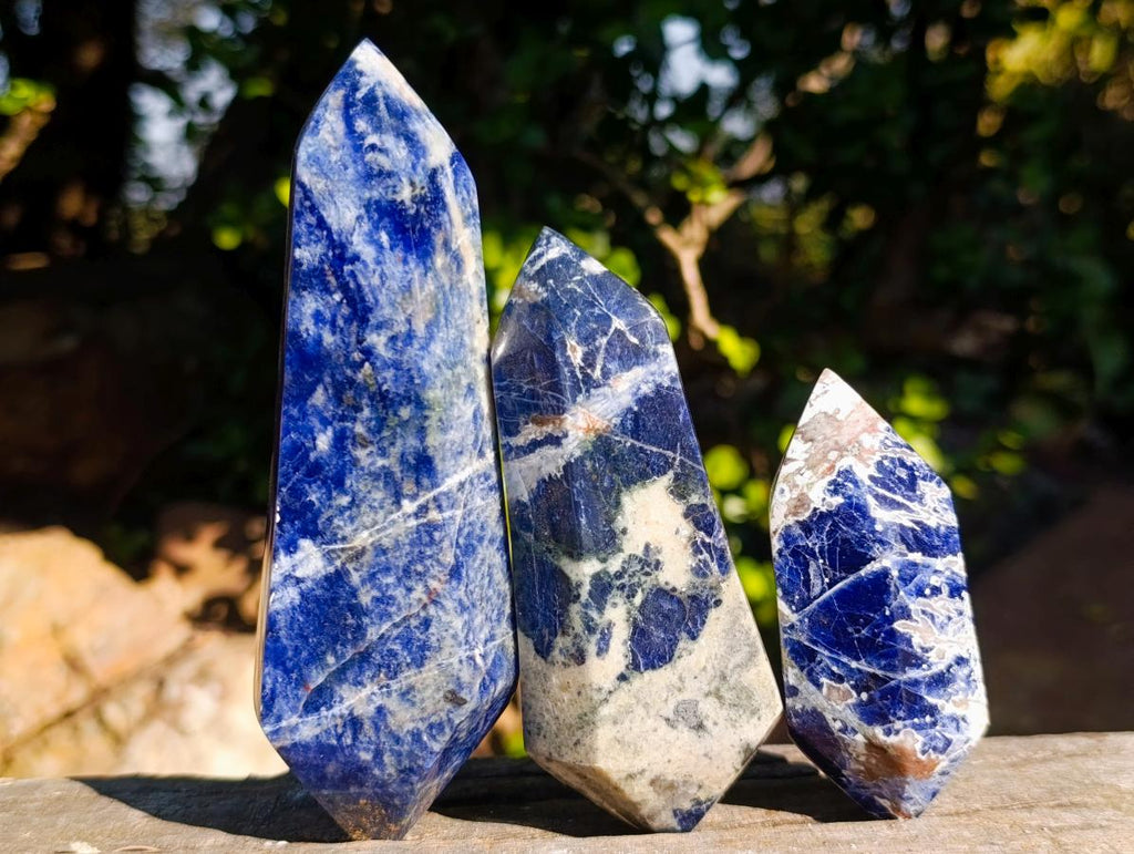 Polished Double Terminated Sodalite Crystals x 6 From Kunene River, Namibia - Toprock Gemstones and Minerals 