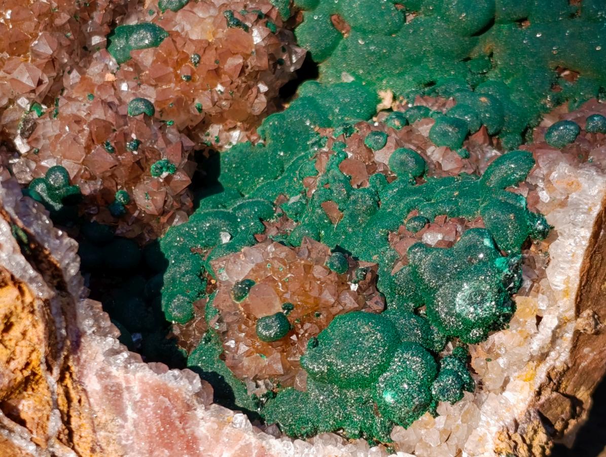 Natural XL Crystalline Ball Malachite Specimen with Quartz on Dolomite Matrix x 1 From Mindingi Mine, Congo - Toprock Gemstones and Minerals 