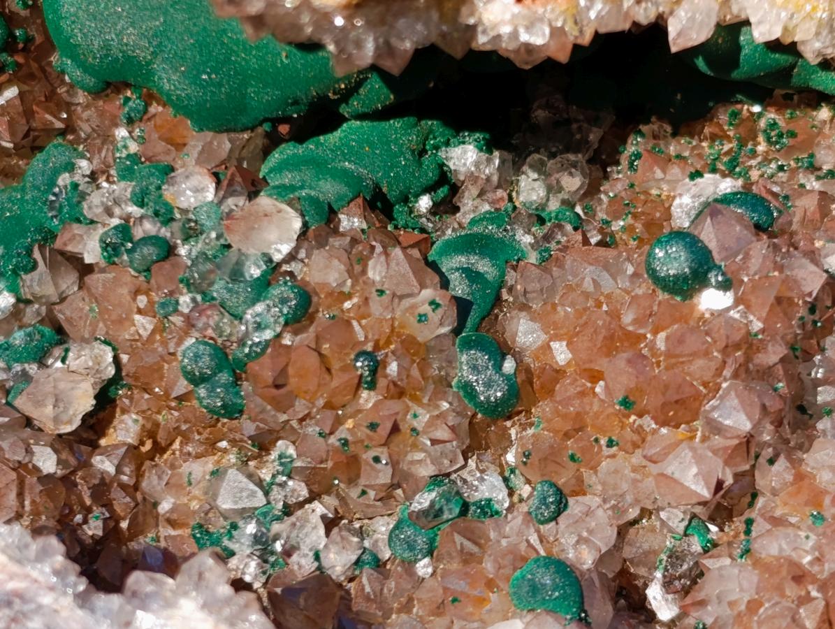 Natural XL Crystalline Ball Malachite Specimen with Quartz on Dolomite Matrix x 1 From Mindingi Mine, Congo - Toprock Gemstones and Minerals 