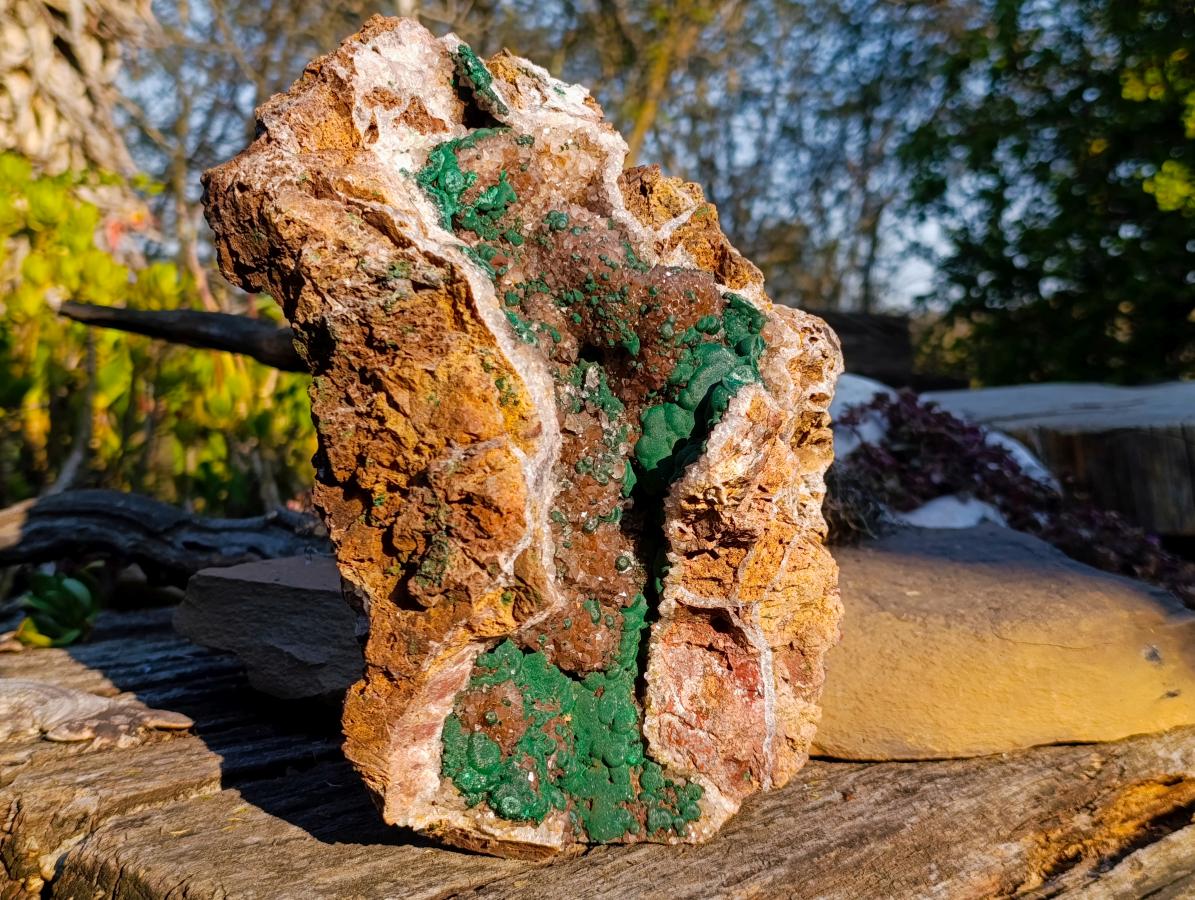 Natural XL Crystalline Ball Malachite Specimen with Quartz on Dolomite Matrix x 1 From Mindingi Mine, Congo - Toprock Gemstones and Minerals 