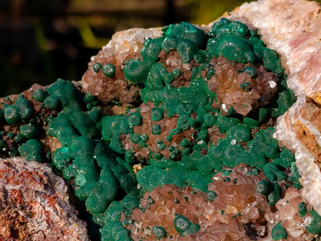 Natural XL Crystalline Ball Malachite Specimen with Quartz on Dolomite Matrix x 1 From Mindingi Mine, Congo - Toprock Gemstones and Minerals 