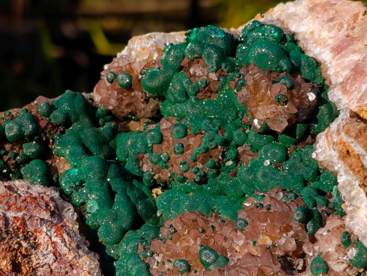 Natural XL Crystalline Ball Malachite Specimen with Quartz on Dolomite Matrix x 1 From Mindingi Mine, Congo - Toprock Gemstones and Minerals 
