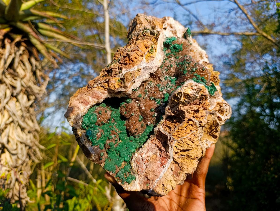 Natural XL Crystalline Ball Malachite Specimen with Quartz on Dolomite Matrix x 1 From Mindingi Mine, Congo - Toprock Gemstones and Minerals 