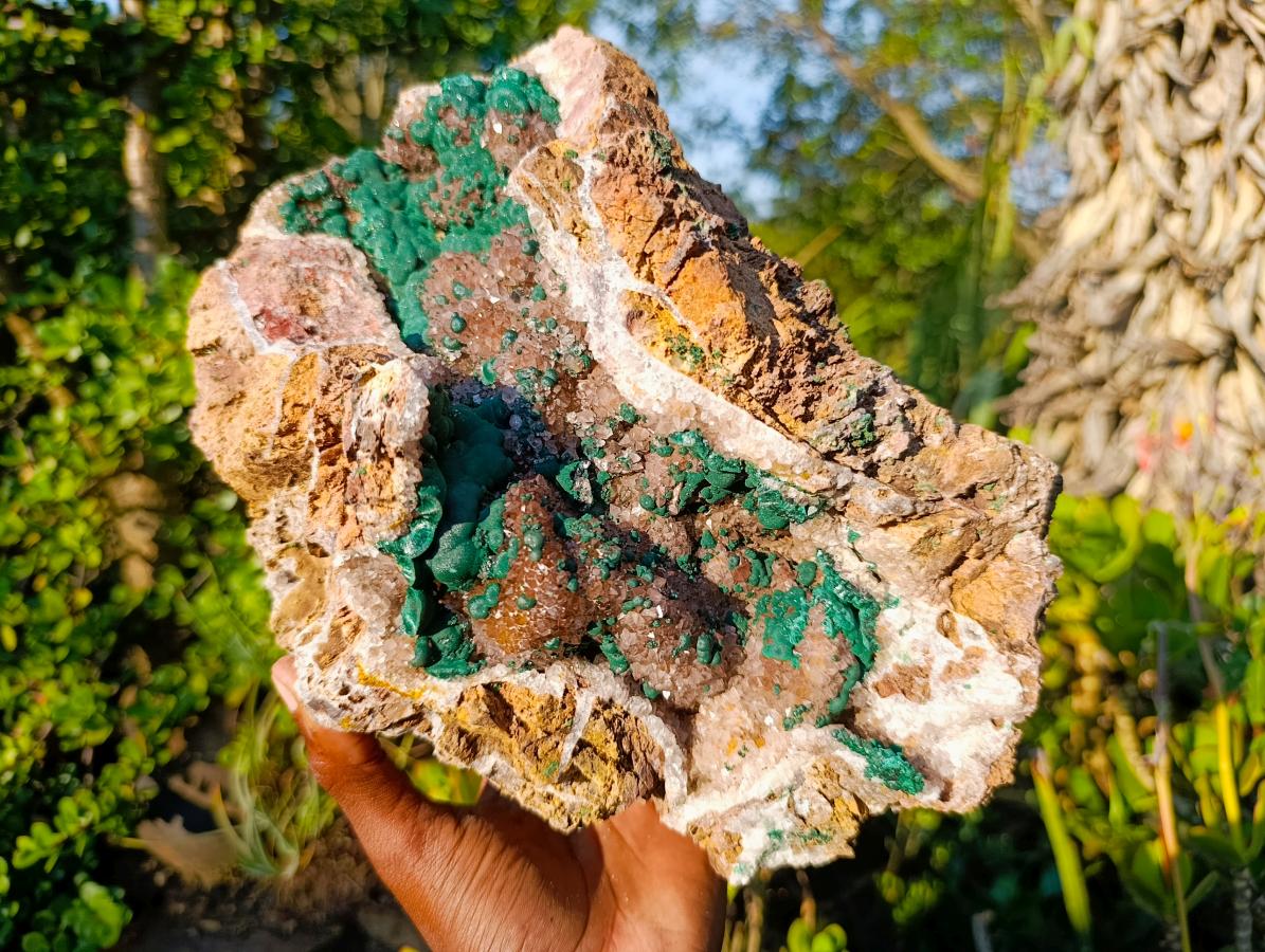 Natural XL Crystalline Ball Malachite Specimen with Quartz on Dolomite Matrix x 1 From Mindingi Mine, Congo - Toprock Gemstones and Minerals 