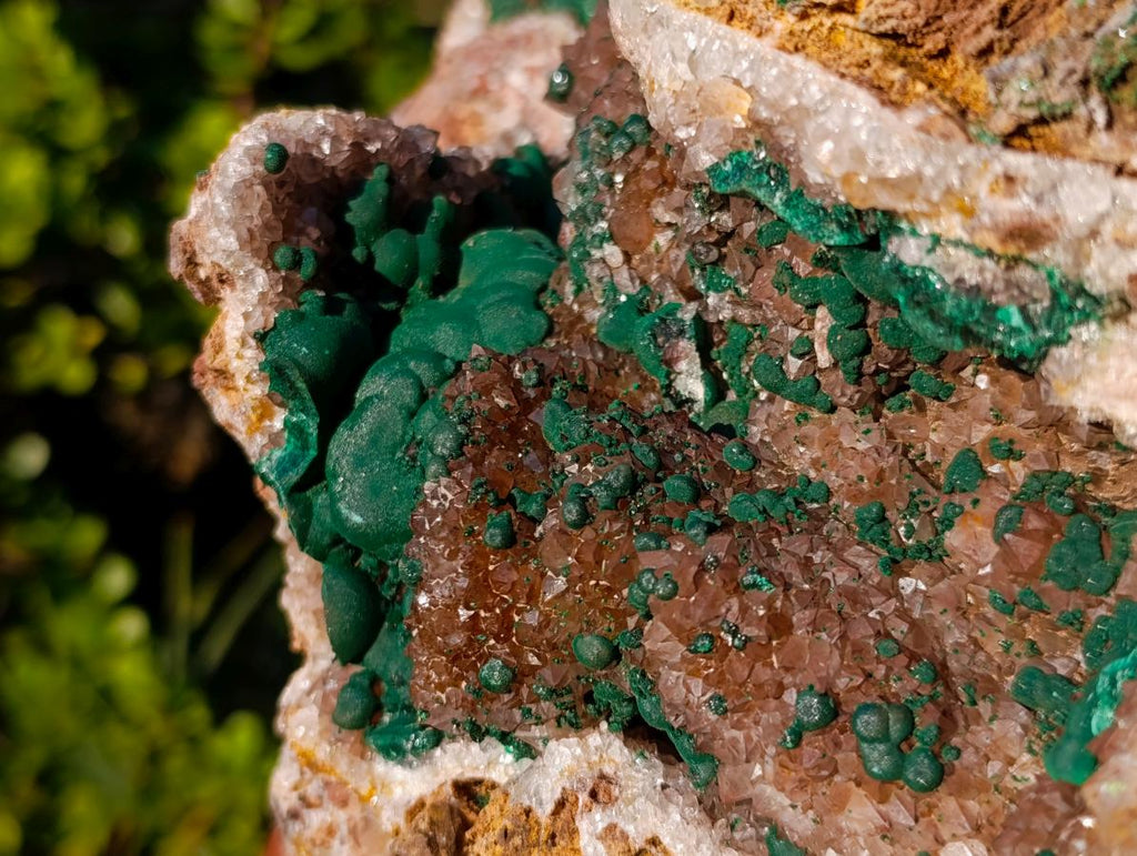 Natural XL Crystalline Ball Malachite Specimen with Quartz on Dolomite Matrix x 1 From Mindingi Mine, Congo - Toprock Gemstones and Minerals 