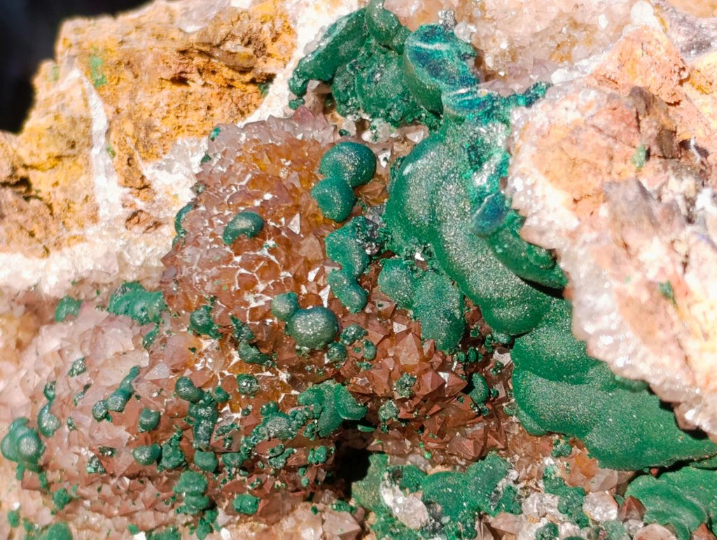 Natural XL Crystalline Ball Malachite Specimen with Quartz on Dolomite Matrix x 1 From Mindingi Mine, Congo - Toprock Gemstones and Minerals 