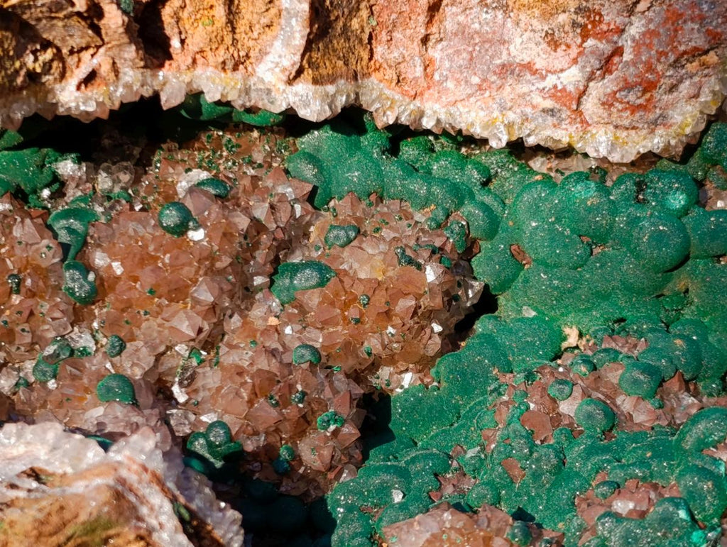 Natural XL Crystalline Ball Malachite Specimen with Quartz on Dolomite Matrix x 1 From Mindingi Mine, Congo - Toprock Gemstones and Minerals 