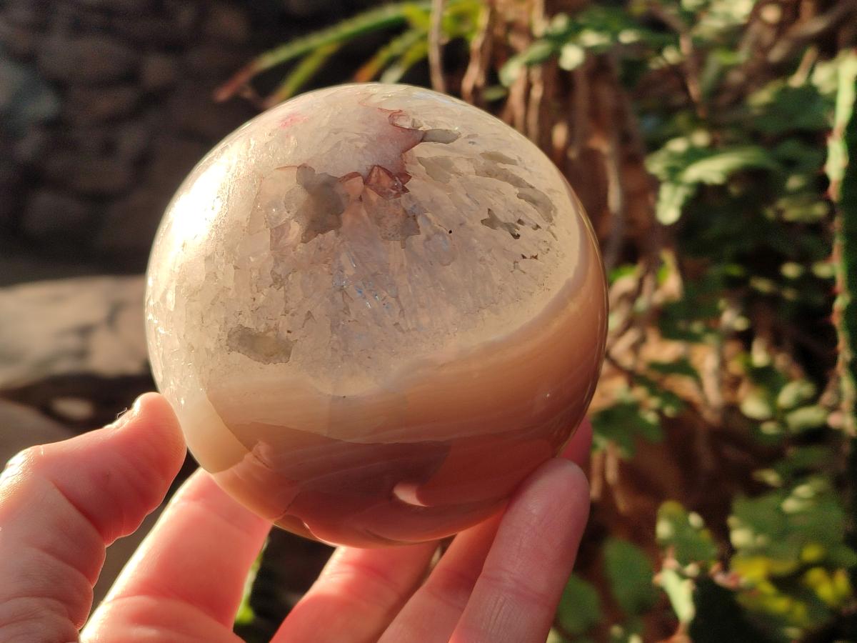 Polished Banded Agate Spheres with Quartz x 2 From Madagascar - Toprock Gemstones and Minerals 