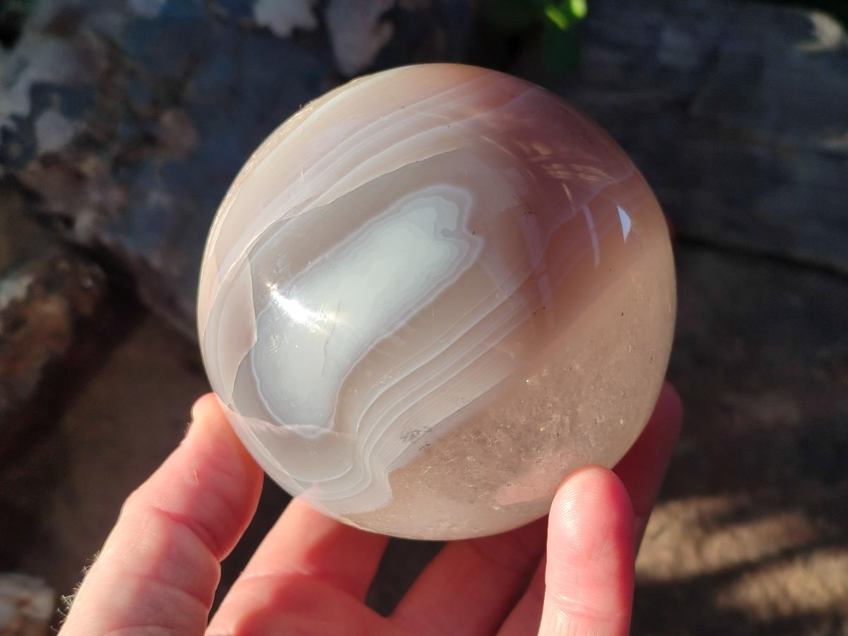 Polished Banded Agate Spheres with Quartz x 2 From Madagascar - Toprock Gemstones and Minerals 